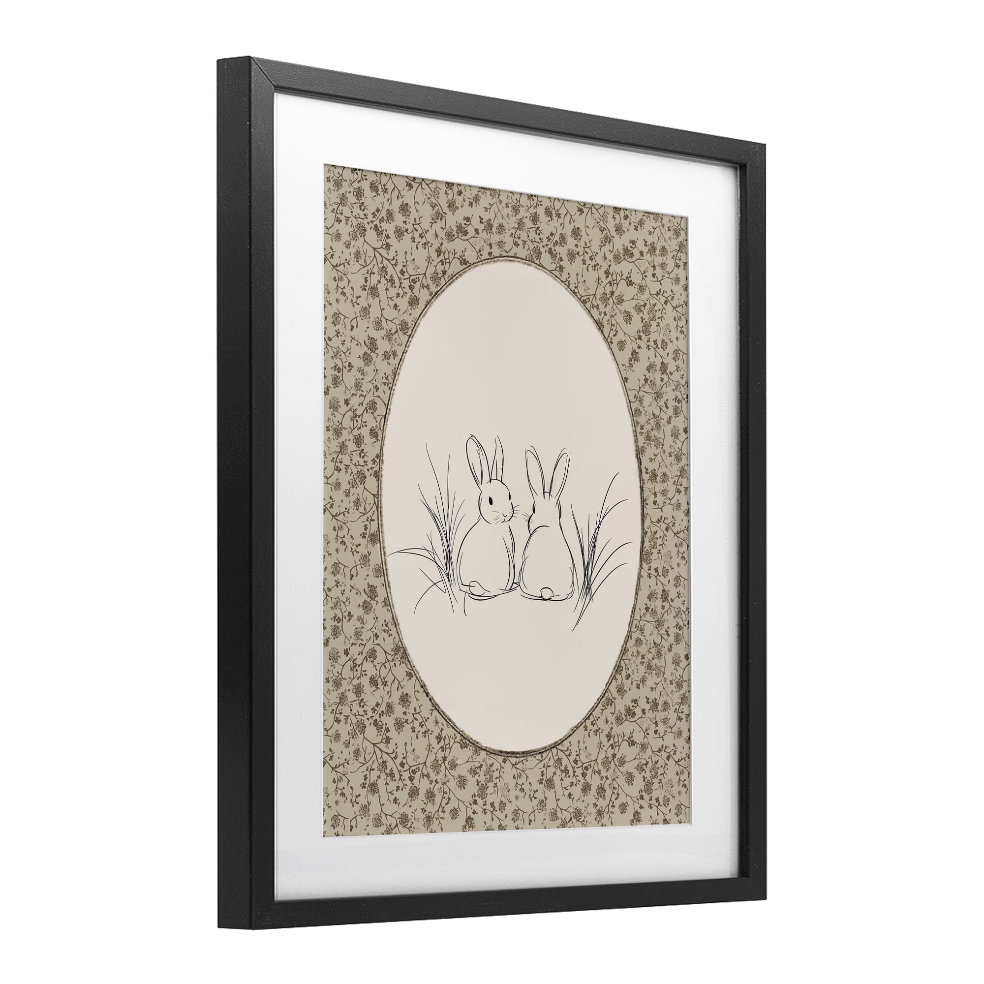 Stupell Industries Vintage Baby Bunnies Black Framed Print Under Glass, design by Ramona Murdock