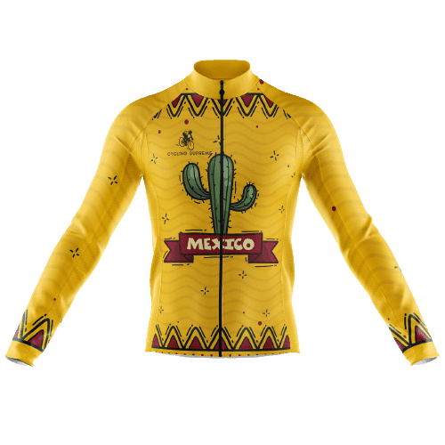 Long Sleeve Cycling Jersey Mexico Cactus Mens - XXS