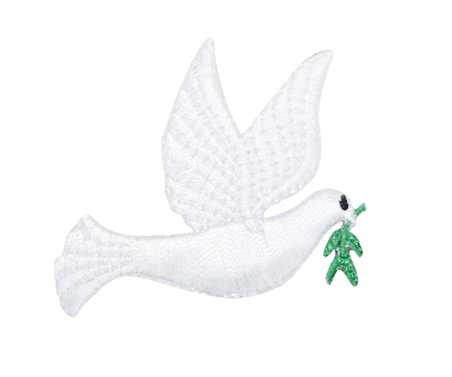 Small DOVE White Bird Iron On Applique Patch Heart Love Animal