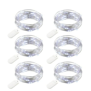 LED fairy lights battery copper wire fairy lights 1.2M 24LED fairy lights Christmas battery operated waterproof lights bottle decoration, cool white, pack of 8