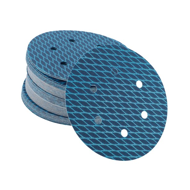50 Piezas de Discos de Lijado de 6 Pulgadas con 6 Agujeros, Papel de Lija de 150 Granos con Gancho y Asa, Universal para Reparación Automotriz, Azul