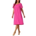 thumbnail image 4 of INSPIRE CHIC Women's Nightgowns Cotton Sleepwear Loose Sleep Shirt Short Sleeve Nightshirt Cozy Sleepshirt S Rose Red, 4 of 6