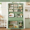 thumbnail image 5 of Hiphuta 71"in Modern Kitchen Pantry Storage Cabinet, Freestanding Kitchen Hutch Cabinet with Adjustable Shelves & Microwave Stand, Modern Coffee Hutch for Dining Room, Green, 5 of 7