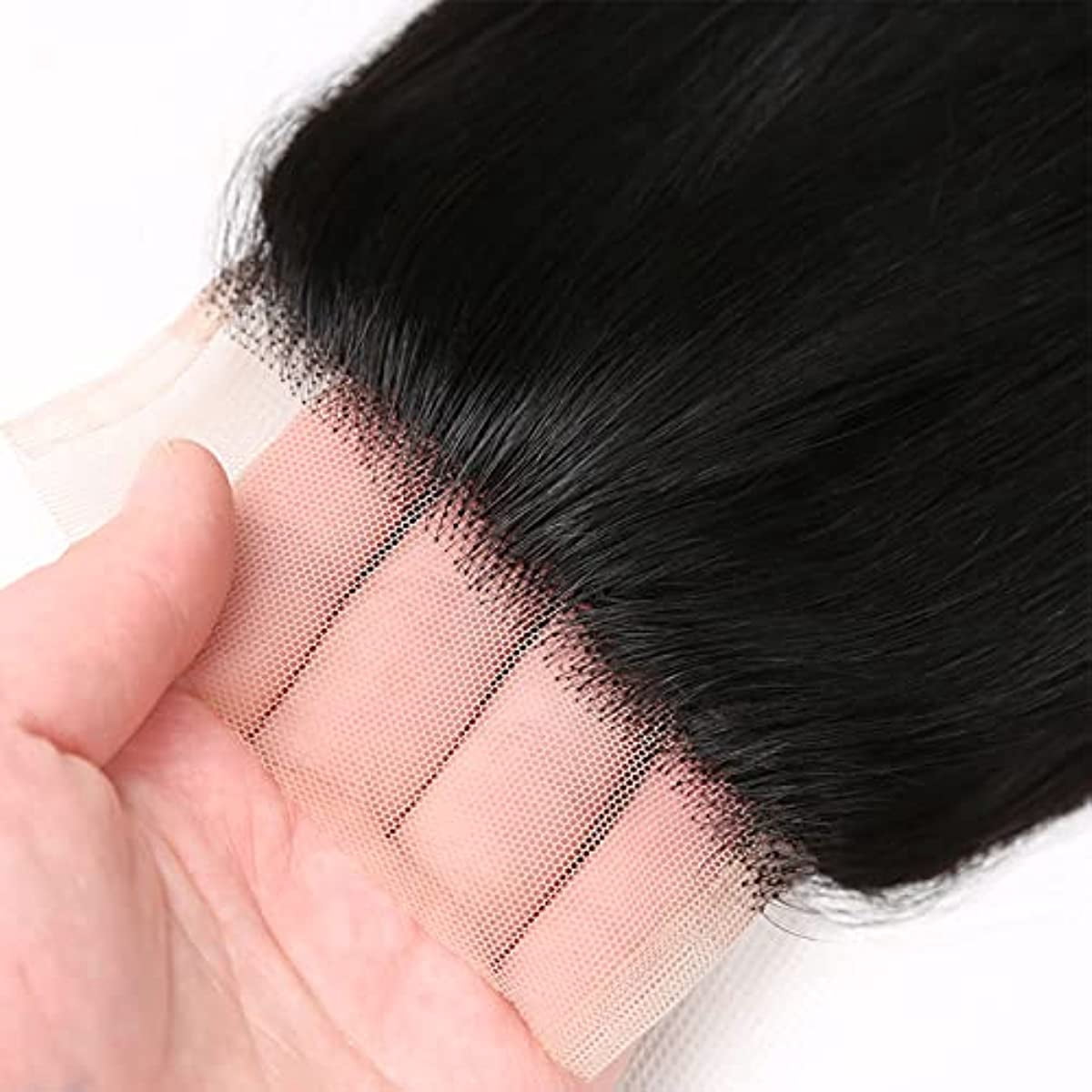 Peruvian Hair Bundles Peruvian Virgin Hair 100% Human Hair 4X4 Transparent Lace Closure Straight Wig Extensions Free Part Natural Black