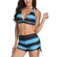 thumbnail image 3 of Traje de baño de dos piezas, traje de baño con estampado de rayas, top de bikini para mujer, pantalones cortos, traje de baño con estampado de rayas, funcionalidad inteligente, 3 of 7