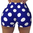 thumbnail image 2 of Logiee Navy And White Polka Dot Print Women's Biker Shorts,Workout Gym Shorts,Scrunch Shorts,Tummy Control Hidden Scrunch Running Yoga Shorts-Medium, 2 of 8