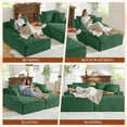 thumbnail image 2 of Muumblus Oversized Double Chaise Lounge Chair, Modern Indoor Boneless Cloud Sofa, Plush Corduroy Upholstered Modural Sectional Sleeper Couch for Living Room Apartment, Dark Green, 2 of 9