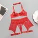 thumbnail image 5 of Conjunto de ropa interior, conjunto de lencería de malla de poliéster para mujer, Valentín, nocturnas - Rojo L Yinane Ropa interior de mujer, 5 of 8