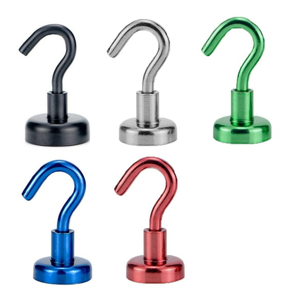 Limei 25lb Magnetic Hooks, 5 Pack Strong Heavy Duty Neodymium Magnet Hooks Large Utility Hook, Great for Your Refrigerator and Other Magnetic Surfaces