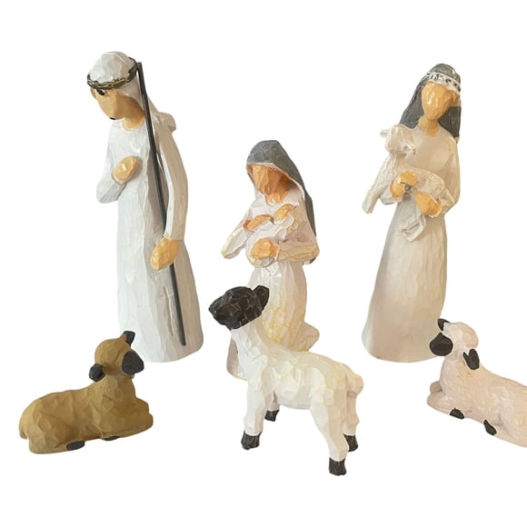 Charlodey Desk Decor Clearance Room Decor Tree Figures with the Three Wisemen Plus 6Pc Set White