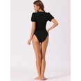 thumbnail image 3 of DARING DIVA Top Short Sleeve Sweetheart Neck Bodysuit XS Black, 3 of 5