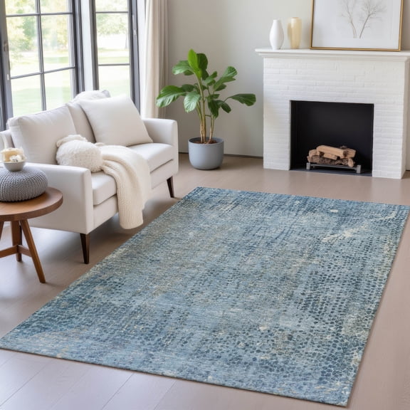 Addison Rugs Chantille Indoor/Outdoor Transitional Abstract Blue Machine Washable Rectangle Rug, 10' x 14'