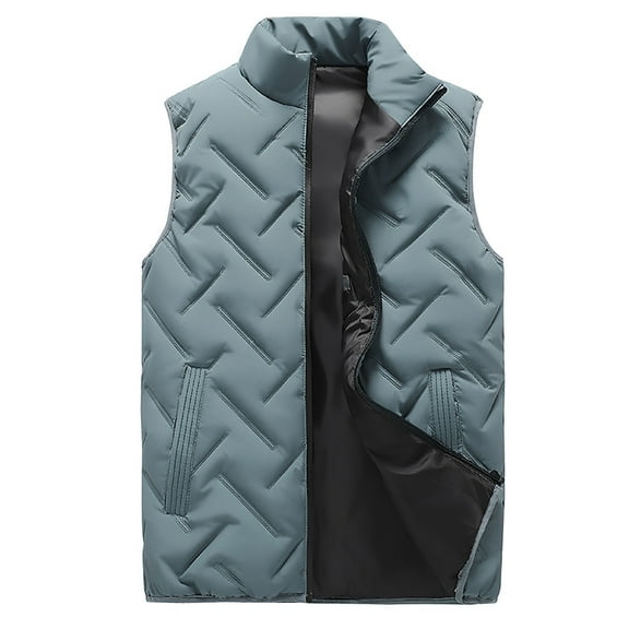 TAGOLD Mens Coats,Fashion Men Solid Stand Collar Sleeveless Cardigan Jacket Outerwear Padded Coat