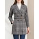 thumbnail image 5 of Abrigo de cuadros houndstooth para mujer con solapa de muesca y mangas raglán L negro, 5 of 6