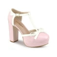 thumbnail image 1 of BLISSFUL STEP Tenue de la Saint-Valentin pour Femme Plateforme Bride en T Nœud Vintage Talons Blocs Escarpins Rose 11, 1 of 7