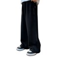 thumbnail image 2 of UACY Boy's Athletic Sweatpants Wide Leg Casual Fall Letter Sports Elastic Waist Baggy Pants Kids' Youth Open Bottom Sweatpant (Black, 7-8 Years), 2 of 7