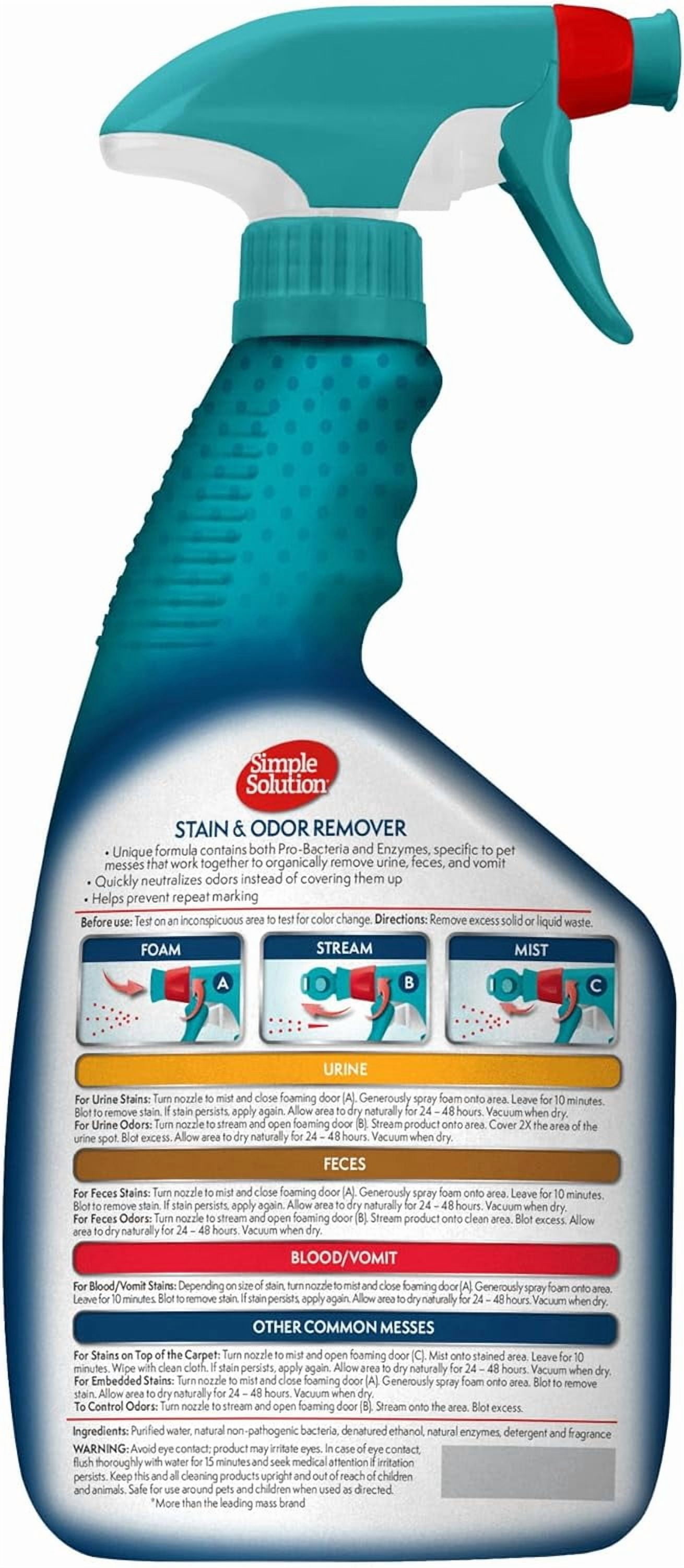 Stain and Odor Eliminator Spray, Pee Stain Remover, Enzyme Carpet Cleaner, Dog Smell Remover for Carpets, Dog Odor Remover, 32 oz (Pack of 2)