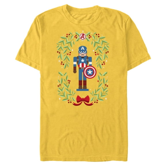 Marvel Holiday Christmas Avengers Captain America Nutcracker - Short Sleeve Blended T-Shirt for Adults - Customized-Yellow