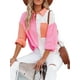 thumbnail image 5 of Txlixc Blusa de mujer Contraste Color Costura Manga larga Solapa Cierre de botón Suelta Versátil Camisa casual Tops Txlixc  Moda, 5 of 9