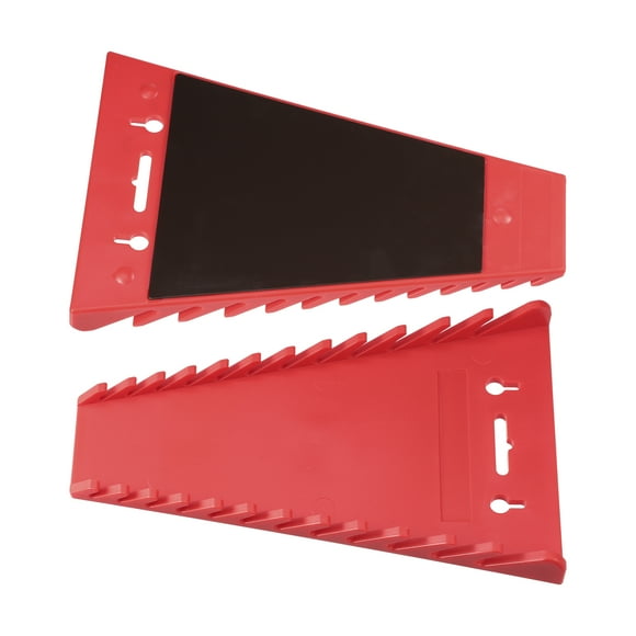 Unique Bargains 2 Pcs Car Magnetic Wrench Organizer Wrench Rack for Tool Box Wall Mounted Storage 12 Grooves Red