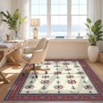 thumbnail image 3 of Design&I 6'x9' Washable Area Rug Snag-Free Nautical Maritime Compass Striped Border Round Motif Sailboat for Dining Room, Under Table, Office, 3 of 7