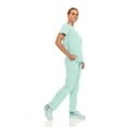thumbnail image 3 of Hey Collection Womens Stretch Colorful Cargo Mock Neck Scrubs Set, Medical Nursing Tops with Four Pocket Scrubs Straight Leg Pants, 3 of 5