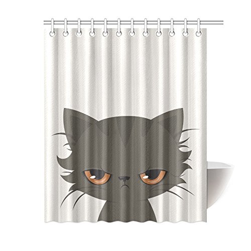 YUSDECOR Cute Grumpy Cat Shower Curtain Bath Curtain Waterproof fabric Polyester Curtains 60x72