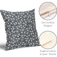 thumbnail image 3 of Navy Blue Beige Daisy Floral Pillow Covers 20X20 Inch Vintage Flowers Decorative Pillow Cases Set of 2 Block Print Cotton Linen Throw Pillows Farmhouse Decor For Sofa Couch Porch Bed Cushion Outdoor, 3 of 6