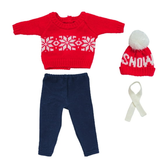 JZCHUNTOY Festive 18 - Inch Doll Christmas Dress Set - Red Sweater, Pants, Hat & Scarf - No Doll/Shoes Included