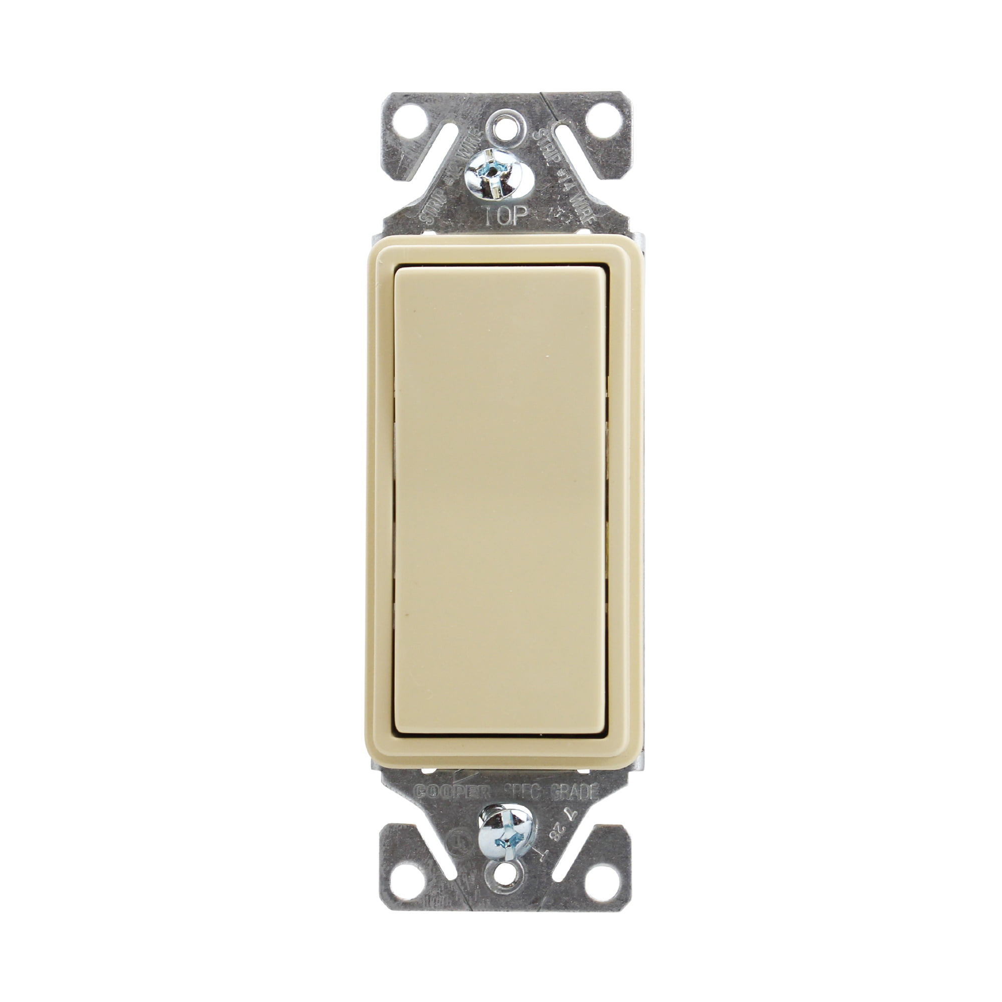 New Cooper Ivory Illuminated Single Pole Decorator Rocker Light Switch 15A 7511V 