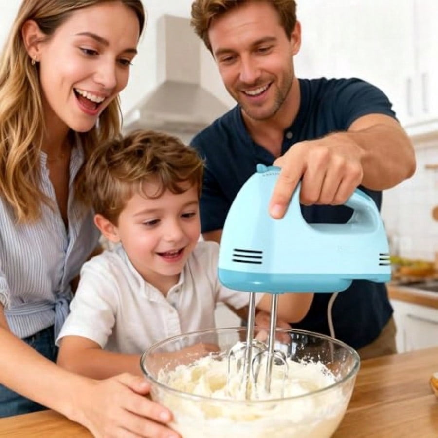 Hand Mixer Electric Ultra Power Kitchen Hand Mixer With 7-Speed and 5 Stainless Steel Accessories for Whipping Dough Cream Cake Dishwasher Safe Blue