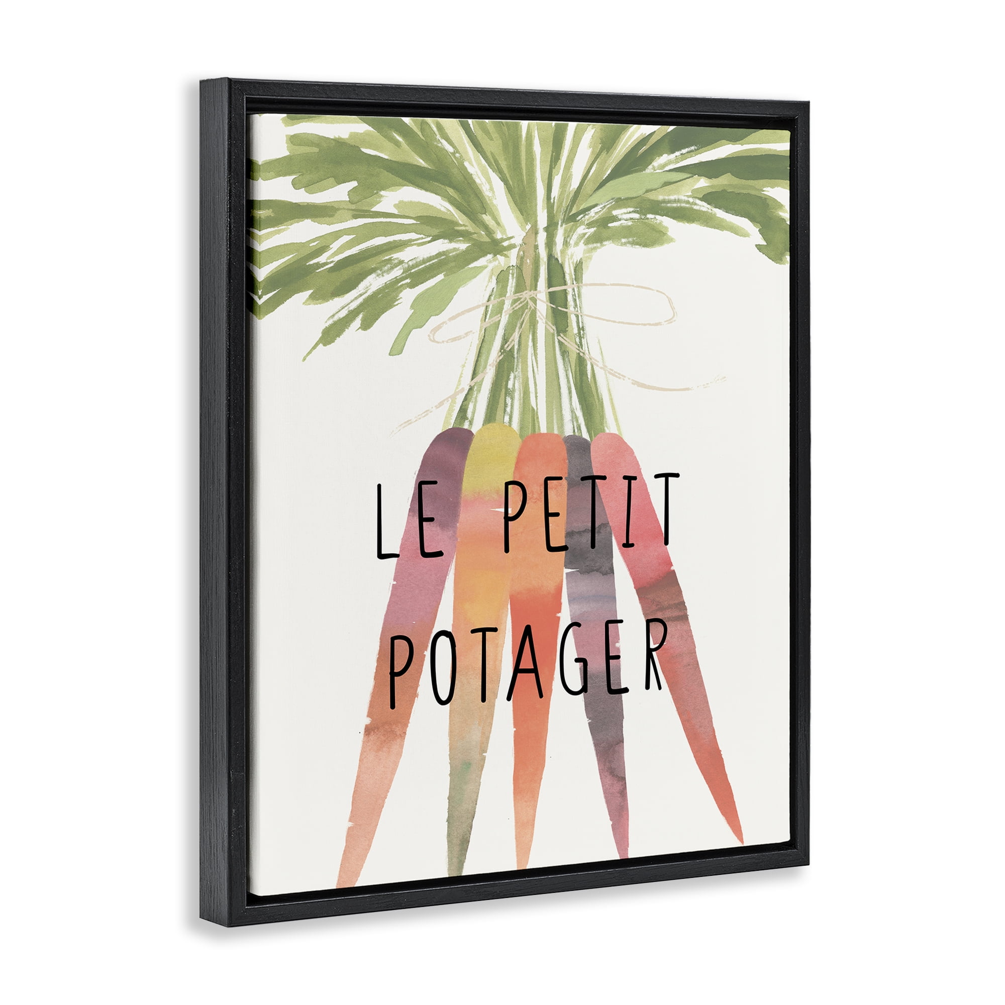 Stupell Industries Vegetable Garden Phrase Food & Beverage Painting Black Floater Framed Canvas Art Print Wall Art, 17 x 21