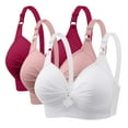 thumbnail image 1 of Timegard 3pc Wireless Bras for Women Plus Size Adjustable Strap Ruched Full Coverage Comfy Tshirts Bra, 1 of 2