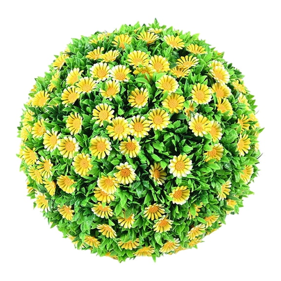 Artificial Plant Topiary Ball 9.84” – Faux Boxwood Decorative Balls, All-Season Green Garden, Patio, Balcony, Wedding & Home Décor, Yellow