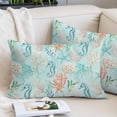 thumbnail image 2 of Teal Seahorse Starfish Throw Pillow Covers Summer Beach Coral Shell Blue Decorative Lumbar Pillow Cover Rectangle Cushion Case for Sofa Couch Bed Living Room Bedroom 20 X 36 Inches, 2 of 9