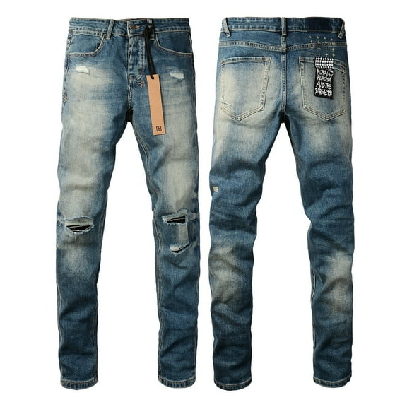 2025 Ksubis Jeans brand Jeans  Men's Jeans Casual Comfort Holes Fashionable Straight Skinny Slim Fit Jeans, Ripped Stretch Jeans Denim Pants Menswear 3018 28-40
