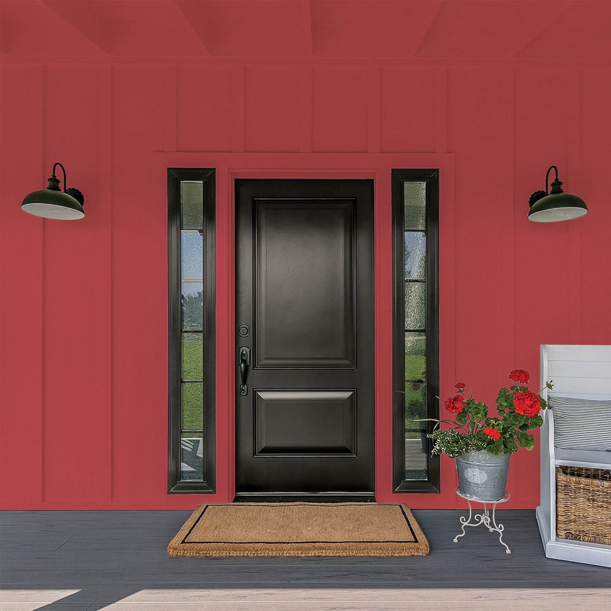Glidden HEP Blaze / Red Flat Exterior Paint with Primer, 1 Gallon