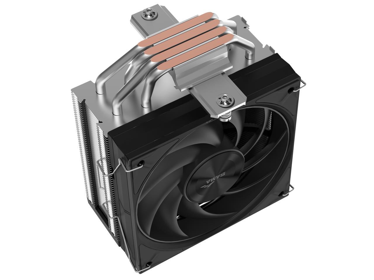 SAMA A40E Single-Tower CPU Air Cooler Aluminum Top Cover 4 Copper Heat Pipes, 120mm PWM Fans, for AMD AM4/AM5, Intel LGA 1700/1150/1151/1200/1851 Thermal Grease