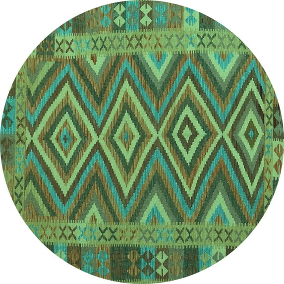 Ahgly Company Indoor Round Southwestern Turquoise Blue Country Area Rugs, 4' Round