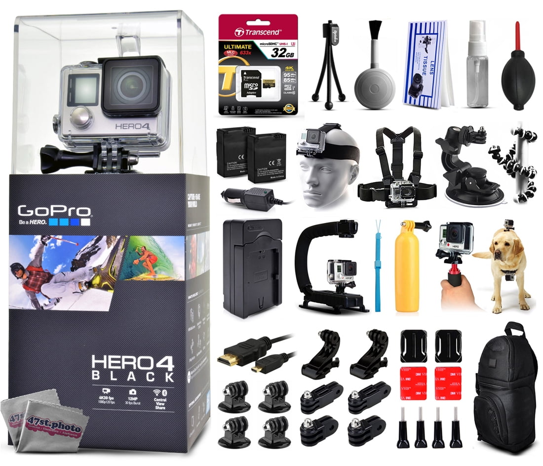 Buy GoPro Hero 4 HERO4 Black Edition CHDHX-401 with 32GB Card + Cleaning Kit + 2 Batteries + Travel Charger + X-Grip... by GoPro