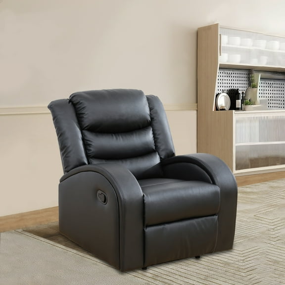 Leather Recliner Sofa Set, Living Room Furniture Set, Leather Reclining Sofa Recliner Couch Set for Office Home(Chair,Black)