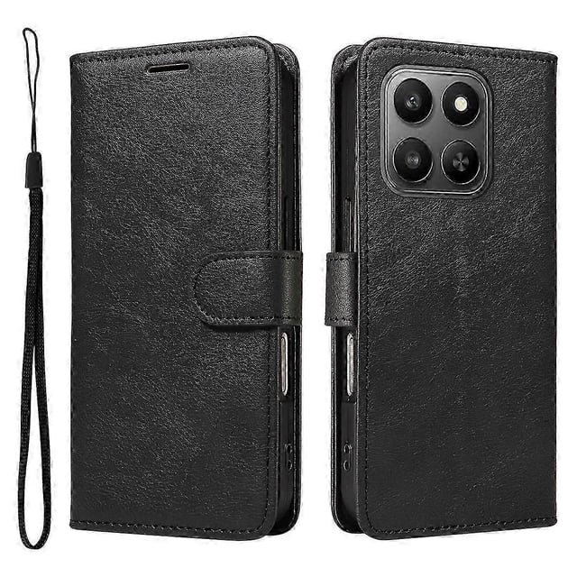 Compatible For Honor 400 Smart 4G Leather Wallet Case with Strap Solid Color Phone Stand Cover