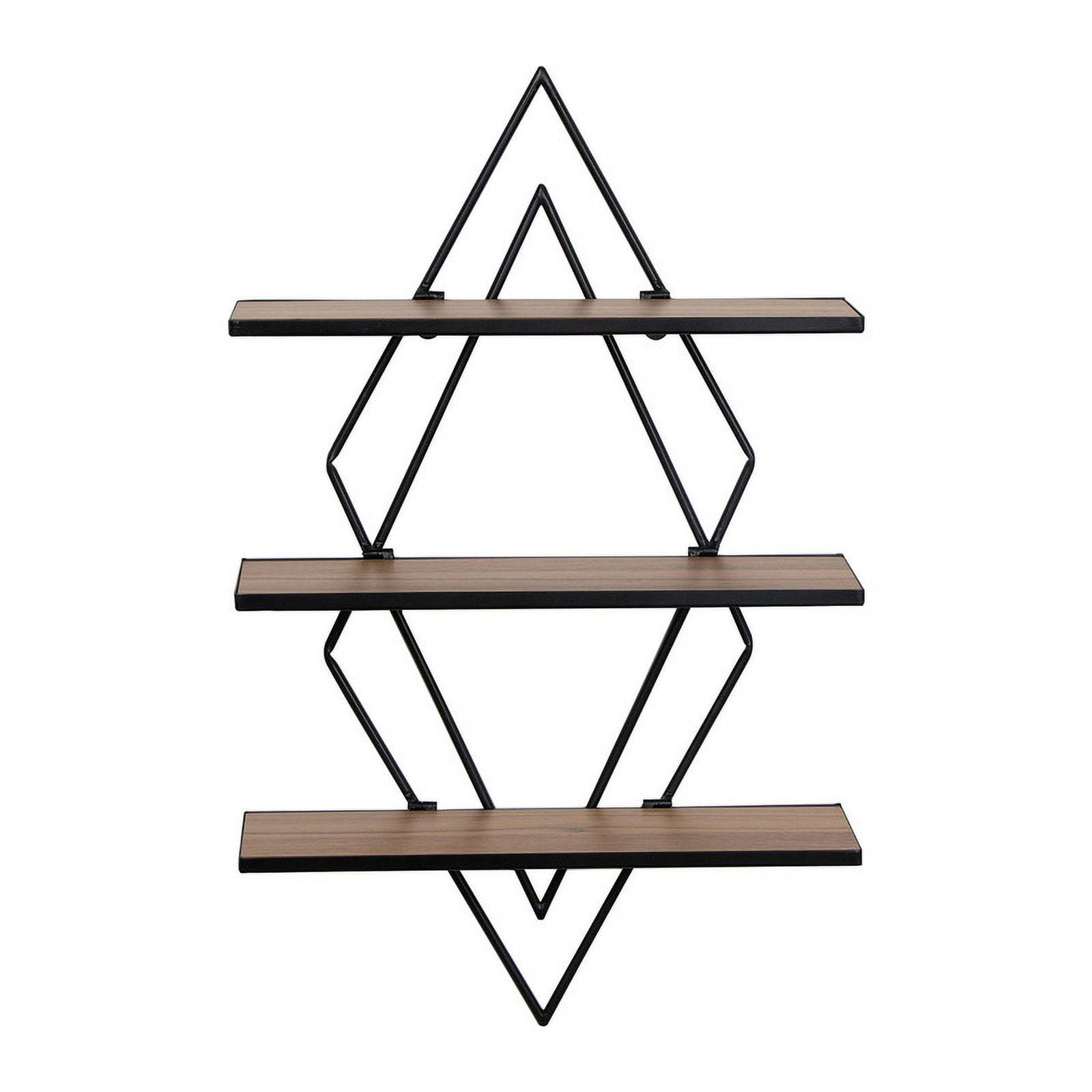 Clarissa Black Geometric Wood-Metal Modern Wall Shelf