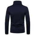 thumbnail image 4 of IROINNID Button Up Shirts for Men Solid Turtleneck Long Sleeve Blouse Pullover Base Shirt Blouse,Navy, 4 of 4