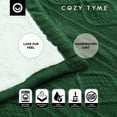 thumbnail image 5 of Cozy Tyme Lucie Cable Knit Throw - Reverse Faux Rabbit Fur 50"x 60" Hunter Green, 5 of 9