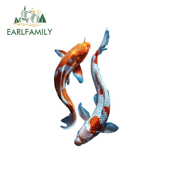 EARLFAMILY 5.1" Japanese Koi Car Sticker Interesting Windshield Motorcycle Skateboard Toolbox Vinyl Decal Scratch-Proof Exterior Accessories