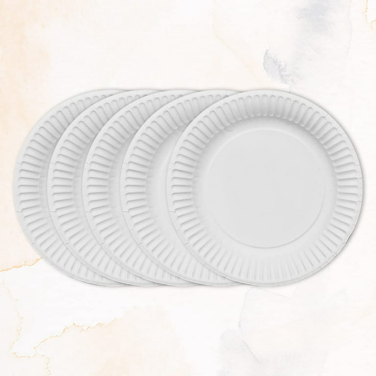WHITE DISPOSABLE PAPER PLATES SIZE 9 & 7 inch For Birthday Christmas Party  BBQ