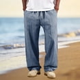 thumbnail image 2 of Men's Striped Relaxed Trousers, Drawstring Elastic Waist Pants, Lightweight Summer Casual Bottoms, 2 of 6