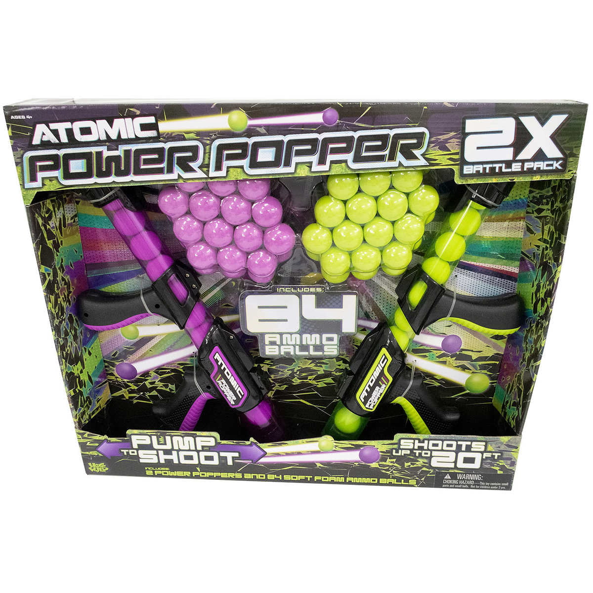 4+ Years Atomic Power Popper 2 Blaster Battle Pack With 84 Foam Balls 