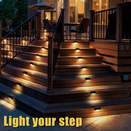 8 Pcs Solar Deck Lights Step Outdoor Waterproof Led Fence Lamp For Steps Railing And Stairs Warm White Canada 8 Pcs Solar Deck Lights Step, Solar Stair Lights Outdoor
